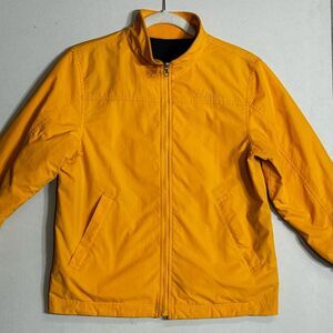 Ll Bean Kids Reversible Water Resistant Fleece Yellow Rain Jacket Size M (10-12)
